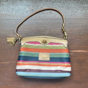 Striped Coach Wristlet